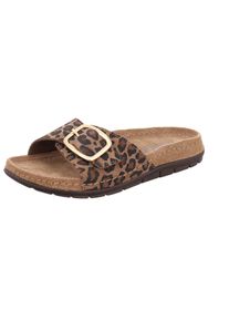 Pantolette Rohde "Rodigo Leo", Damen, Gr. 39, leo, Leder, Schuhe Pantolette, Sommerschuh, Strandschuh mit Leo-Muster