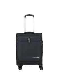 Handgep&auml;ckkoffer Travelite "KICK OFF Reisekoffer", Damen, Gr. B/H/T: 45cm x 55cm x 20cm 37 l, blau (grau), Polyester, Koffer Handgep&auml;ckkoffer, 4 Doppelrollen, Au&szlig;entaschen und Packgurte &ndash; leicht und robust