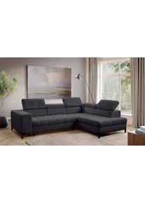 Ecksofa exxpo - SOFA FASHION "Bocco, hochwertige Verarbeitung, toller Sitzkomfort, bequem, L-Form", grau (anthrazit), B:276cm H:75cm T:203cm, 90% PES, 10% NY, Sofas, Ecksofa, wahlweise mit Bettfunktion u. Bettkasten, inkl. Kopfteilverstellung