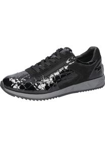 Waldl&auml;ufer Schn&uuml;rschuh WALDL&Auml;UFER "H-Janett", Damen, Gr. 9 (43), Leder, schwarz, Lackleder, Veloursleder, Schuhe Schn&uuml;rschuh, Sneaker in Kroko-Optik, Bequemschuh in H-Weite