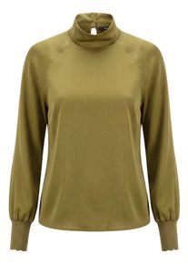 Satinbluse Zero "Satin-Bluse mit Kragen", Damen, Gr. 44, gr&uuml;n (fir gr&uuml;n), Obermaterial: 60% Polyester Pol. recyc.. 40% Polyester PES., Blusen Satinbluse