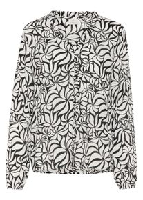 Langarmbluse Kaffe "Damen Bluse langarm KAellen", Damen, Gr. 44, schwarz (schwarz, wei&szlig; leaf print), Obermaterial: 100% Viskose LENZING ECOVERO CV LenzEcov., Blusen Langarmbluse