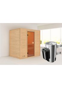 Sauna Karibu "Sunie" mit bronzierter T&uuml;r, naturbelassen", beige (naturbelassen), Saunaofen, integrierte Steuerung, 230 kW, Saunen, Sauna, aus hochwertiger nordischer Fichte