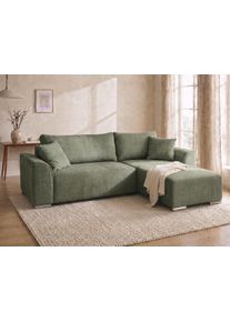 Ecksofa Collection AB "Sara L-Form, B: 236 cm, Schlaffunktion, Bettkasten, optional Topper", gr&uuml;n, B:236cm H:42cm T:163cm, 100%Polyester, Sofas, Ecksofa, Bonnellfederkern, Liegefl. 116x190 cm, Couch als Schlafsofa