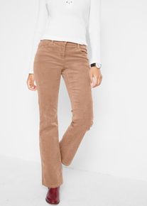 Cordhose bonprix "Stretch-Cordhose, Bootcut", Damen, Gr. 44, N-Gr, braun (camel), Cord, Obermaterial: 98% Baumwolle, 2% Elasthan, unifarben, regular fit lang, Hosen Cordhose, aus Baumwolle mit Elasthan, Regular Fit, Bootcut-Beinform