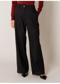 Bundfaltenhose Base Level "Yuna", Damen, Gr. 42, L&auml;nge 32, schwarz, Web, Obermaterial: 80% Polyester, 16% Viskose, 4% Elasthan, unifarben, normal lang, Hosen Bundfaltenhose, mit Bundfalte und weitem Bein