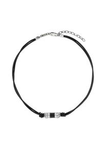 Kette mit Anh&auml;nger s.Oliver "2038006", schwarz (edelstahlfarben, schwarz), Halsketten, Herren, Edelstahl Leder, L: 50, Edelstahl, Leder, Kette mit Anh&auml;nger