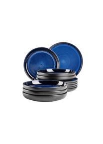 M&auml;ser Tafelservice M&Auml;SER "Niara", blau (schwarz, blau), 12, Geschirr-Sets, Tafelservice
