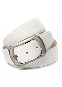 Lederg&uuml;rtel Anthoni Crown, Damen, Gr. 90, wei&szlig;, Leder, unifarben, G&uuml;rtel Lederg&uuml;rtel, mit matter Schlie&szlig;e, bombiert
