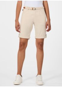 Bermudas Ragwear "YOTO", Damen, Gr. 31, N-Gr, ecru, Web, Obermaterial: 98% Baumwolle, 2% Elasthan, unifarben, kniefrei, Hosen Bermudas, Elastischer Twill, leicht gepeached und mit G&uuml;rtel