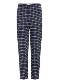 Stoffhose Ichi "Damen Casual IHKATE", Damen, Gr. XS, N-Gr, blau (patriot blau check), Obermaterial: 91% Polyester PES. 8% Baumwolle CO. 1% Elasthan EL., Hosen Stoffhose