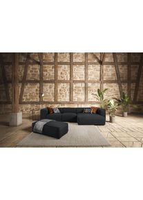 Ecksofa W.Schillig "around-the-block Mega Sofa, viel Platz und hoher Sitzkomfort, L-Form", grau (midnight o10), B:341cm H:66cm T:164cm, ROHLEDER Jacquard-Flachgewebe Q2 O10 (60% Polyacryl, 40% Polyester), Sofas, Ecksofa, mit eleganter Biese, mit Federkern, Breite 341 cm