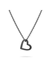 Kette mit Anh&auml;nger Liebeskind Berlin "The Simple Heart, Herz", schwarz, Halsketten, Damen, Edelstahl, L: 45 B: 2mm, Kette mit Anh&auml;nger, B:2mm