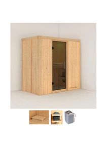 Sauna Karibu "Vada", beige (naturbelassen), Saunaofen, integrierte Steuerung, 9 kW, Saunen, Sauna, Ofen 9 kW integr. Strg