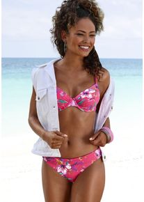 B&uuml;gel-Bikini-Top Lascana "Malia", Damen, Gr. 38, Cup C, rot (rot bedruckt), Microfaser, Microfaser, Polyamid, bedruckt, floral, Bikini-Oberteile B&uuml;gel-Bikini-Top, mit tropischem Print