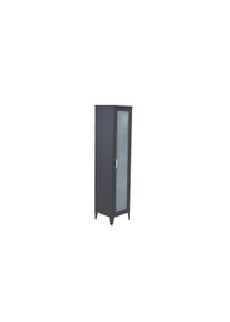 Vitrine VENTURE HOME "Acero, schmaler Stauraumschrank in Schwarz-Stahl, H&ouml;he 150 cm", grau (schwarz), B:35cm H:150cm T:35cm, Glas, Stahl, Schr&auml;nke, Vitrine, Pulverbeschichtung, schmal, hoch, mordern