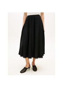 Tommy Hilfiger, Damen, A-Linien-Rock &raquo;VIS/LINEN VOLUME MIDI SKIRT&laquo; Leinen-Mix mit feinen Falten, Relaxed Fit, Black, L (42/44), Rock von Tommy 