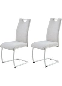 Freischwinger Hela "FLORENZ", beige (beige, creme, creme, beige), B:43cm H:97,5cm T:61cm, Metall, Polyester, Stoff, St&uuml;hle, Freischwinger, Rundrohrgestell Matching Colour, gepolstert, mit Griff