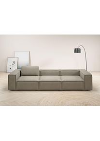 3,5-Sitzer Home Affaire "Watertown, modernes Big-Sofa XXL, 336 cm Breite, auch in Feincord", grau (taupe), B:336cm H:68cm T:118cm, 100% Polyester, Sofas, 3 5-Sitzer, Riesiges Designersofa mit viel Platz & weichen Bez&uuml;gen in Trendfarben
