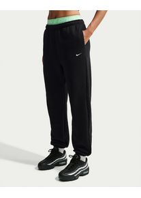 Sporthose Nike Sportswear "W NK STDO FLC MW HR OS CFF PNT", Damen, Gr. M, N-Gr, schwarz (total schwarz, sail), Sweatware;Boucl&eacute;, Obermaterial: 80% Baumwolle, 20% Polyester, Basic lang, Hosen Sporthose, mit elastischem Bund, aus Baumwolle und Polyester, Basic Passform