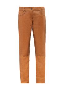 5-Pocket-Hose RICANO "Lederhose Dorin", Damen, Gr. XS, L&auml;nge 34, cognac, Obermaterial: 100% Ziegennappaleder GONA., figurbetont, Hosen 5-Pocket-Hose, Handgefertigt aus echtem Leder