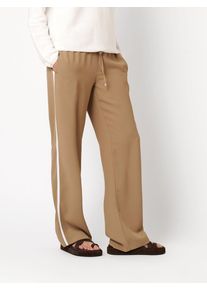Palazzohose Toni "Sue Wide", Damen, Gr. 44, Lang, braun (braun 731), Stoff, Obermaterial: 100% Polyester PES., unifarben, slim fit normal, Hosen Palazzohose, mit Galonstreifen