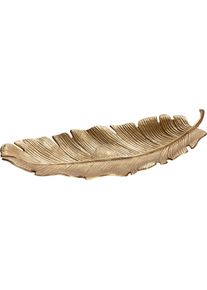 Schale Gilde "Schale Blatt Blatto", gold (goldfarben), B:85cm H:15cm T:36cm, Aluminium, Sch&uuml;sseln, Schale, Dekoschale, Blattdekor, Tischdeko, Naturinspiration, stilvolle Deko