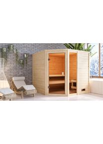 Sauna Karibu "Tally" mit bronzierter T&uuml;r, naturbelassen", beige (naturbelassen), ohne Ofen, ohne Steuerung, (ohne Ofen), Saunen, Sauna, aus hochwertiger nordischer Fichte