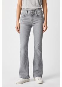 5-Pocket-Jeans Pepe Jeans "FLARE JEANS MW VENUS", Damen, Gr. 30, L&auml;nge 32, grau (grau washed), Denim/Jeans, Obermaterial: 99% Baumwolle, 1% Elasthan, ausgestellt lang, Jeans 5-Pocket-Jeans, im Flared Fit