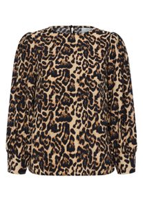 Langarmbluse Kaffe "Damen Langarm-Bluse KAhannah", Damen, Gr. 40, beige (naturel leopard print), Obermaterial: 80% Viskose CV. 20% Polyamid PA., Blusen Langarmbluse