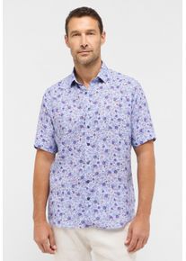 Kurzarmhemd Eterna "MODERN FIT", Herren, Gr. 40, Normalgr&ouml;&szlig;en, blau, 100% Leinen, tailliert, Hemden Kurzarmhemd, EASY IRON (b&uuml;gelleicht)