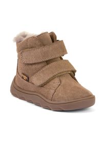 Barfu&szlig;schuh froddo "ZERU TEX FURRY BAREFOOT", Damen, Gr. 35, braun (natur), Veloursleder, Schuhe Barfu&szlig;schuh, Klettstiefelette, Winterstiefel mit TEX-Ausstattung