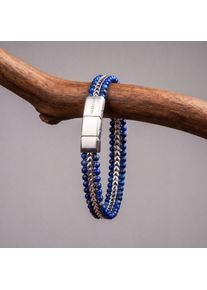 Holzkern Offroad Armband Herren Lapislazuli und Silber