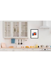 Bild queence "Fips", bunt (farbe rahmen: schwarz, farbe bild(er): orange, blau, pink), B:30cm H:40cm, Acrylglas, Holz, Papier, Bilder, Bild, gerahmt