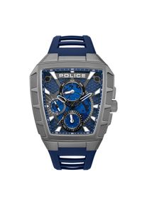 Quarzuhr Police "Tough Gear", blau, Armbanduhren, Herren, Quarzuhr, Armbanduhr, Herrenuhr, Silikonarmband, analog, Tag, Wochentag