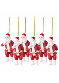 Villeroy & Boch Weihnachtsfigur VILLEROY & BOCH "Ornamente Santa 2026 Christmas Classics 4,3 x 5,7 x 11,1 cm 6er Set wei&szlig;-gold", rot (wei&szlig;, gold), B:5,7cm H:11,1cm T:4,3cm, Dekofiguren, Weihnachtsfigur, Nur Dekoration