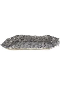 Schale Gilde "Schale, rechteckig, "Tecido", gewebt, Aluminium", silberfarben, B:46cm H:5cm T:27cm, Aluminium, Sch&uuml;sseln, Schale, Schale, Tecido, Dekoschale, Tischdekoration, Design