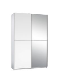 P & B Schwebet&uuml;renschrank, Wei&szlig;, Silberfarben, Glas, 6 F&auml;cher, 125x195.5x38 cm, Blauer Engel, BQ - B&uuml;ndnis f&uuml;r Qualit&auml;t, Made in Germany, Schlafzimmer, Komplette Schlafzimmer und Serien, Schlafzimmerserien