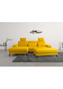 Sit & More Ecksofa SIT & MORE "Cinturo L-Form", gelb (mustard), B:283cm H:88cm T:175cm, Sofas, Ecksofa, inklusive Sitztiefenverstellung und Federkern, Sitzh&ouml;he 45 cm