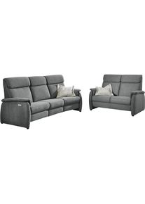 Polstergarnitur Home Affaire "Turin, 2,5- & 3-Sitzer mit elektrischer Relaxfunktion", anthrazit, H:107cm T:97cm, Holzwerkstoff, Sitzm&ouml;bel-Sets, Polstergarnitur, inkl. Tisch, USB & Steckdose, Federkern & pflegeleichtem Bezug