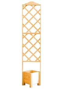Spalier Promadino, braun (honigbraun), B:47cm H:210cm T:45cm, Holzwerkstoff, Rankhilfen, Spalier, mit Pflanzkasten, BxTxH: 47x45x210 cm