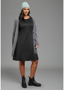 Skaterkleid LAURA SCOTT CURVE "Gro&szlig;e Gr&ouml;&szlig;en", Damen, Gr. 48, N-Gr, schwarz, Milano Rib, Obermaterial: 76% Polyester, 20% Viskose, 4% Elasthan, unifarben, Basic, A-Linie kniefrei, Rundhals, Kleider Skaterkleid, in gro&szlig;en Gr&ouml;&szlig;en, mit elastischer Viskosemischung
