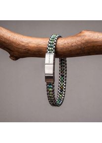 Holzkern Offroad armband Herrar silver och afrikansk turkos