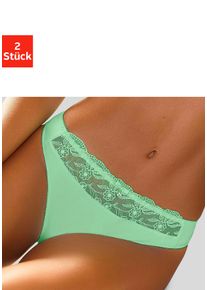 Slip NUANCE BY LASCANA, Damen, Gr. 36/38, gr&uuml;n (hellgr&uuml;n, wei&szlig;), Obermaterial: 92% Polyester, 8% Elasthan, Unterhosen Slip, mit sch&ouml;ner Stickereispitze, als Dessous-Set kombinierbar