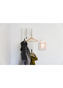 Wandregal Mirrors and More "Gina", wei&szlig;, B:20cm H:30cm T:5,5cm, Holzwerkstoff, Regale, Wandregal, mit 3 Haken, Home Schriftzug