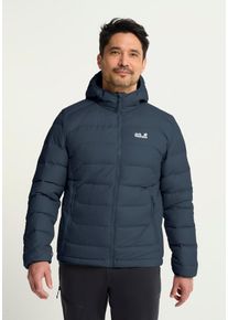Daunenjacke Jack Wolfskin "WILD PASS DOWN HOODY M RDS", Herren, Gr. L (52), blau (midnightsky), Obermaterial: 100% Polyester. F&uuml;llung: 90% Daunen, 10% Sonstige Fasern. Futter: 100% Polyester, Jacken Daunenjacke, mit Kapuze, 3-in-1-kompatibel, warm gef&uuml;ttert