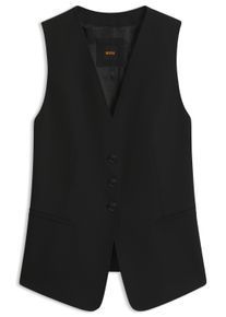 Anzugweste BOSS Orange "Javesta Premium Damenmode", Damen, Gr. 46, schwarz (schwarz 001), Cr&ecirc;pe, Obermaterial: 87% Polyester, 13% Elasthan, unifarben, slim fit h&uuml;ftbedeckend, V-Ausschnitt, Westen Anzugweste, in elastischer Cr&ecirc;pe-Qualit&auml;t, Slim Fit
