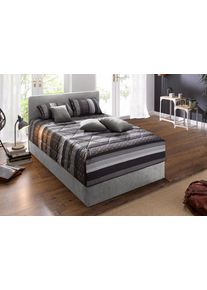 Polsterbett "Davos", grau (dunkelgrau), B:145cm H:98cm L:210cm, Bezug Bett: Microfaser (100% Polyester);Bonnell-Federkernmatratze: 51% Polypropylen, 39% Polyester und 10% Baumwolle;Kaltschaummatratze: 100% Polyester, Bezug abnehm- und waschbar bis 60C, Westfalia Schlafkomfort, Betten, Polsterbett, inkl. Bettkasten bei Ausf&uuml;hrung mit Matratze