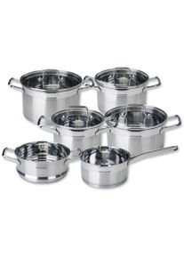 Topf-Set Fackelmann "Bamberg, mit D&auml;mpfeinsatz", silber (silberfarben), T&ouml;pfe, Topf-Set, Deckel mit Abgie&szlig;funktion