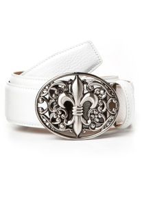 Lederg&uuml;rtel Anthoni Crown, Damen, Gr. 90, wei&szlig;, Leder, unifarben, G&uuml;rtel Lederg&uuml;rtel, in wei&szlig; mit Lilien Schlie&szlig;e